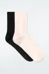 Cos 2-pack Ribbed Panel Socks In Pink