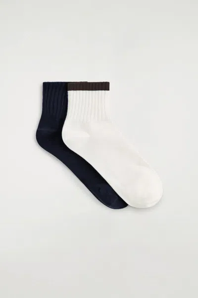 Cos 2-pack Ribbed Sports Socks In Blue