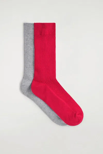 Cos 2-pack Ribbed Socks In Red