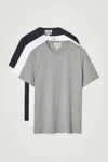 Cos 3-pack Cotton Crew-neck T-shirts In Multicolor