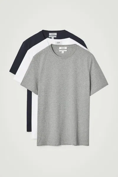 Cos 3-pack Cotton Crew-neck T-shirts In Multicolor