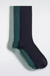 Cos 3-pack Mercerised Cotton Socks In Blue