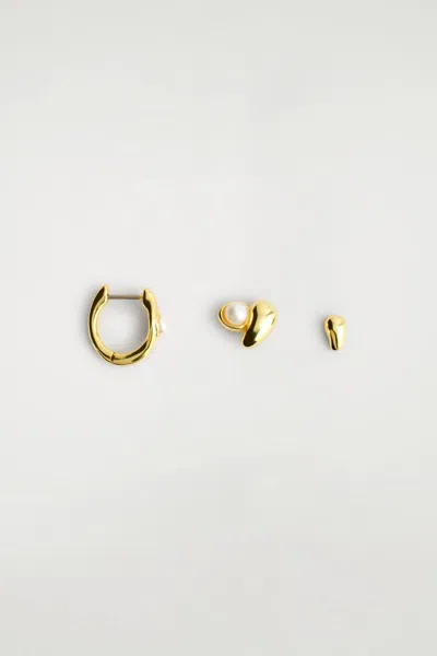 Cos Lot De 3 Boucles D'oreilles À Perles Et Goutte In Gold