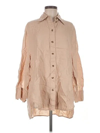 Pre-owned Cos 3/4 Sleeve Button Down Shirt In Tan