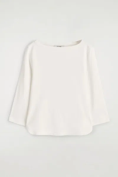 Cos 3/4 Sleeve Cotton Top In White