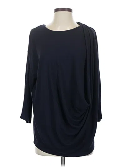 Pre-owned Cos 3/4 Sleeve Top Blue Solid Pattern Boatneck Tops