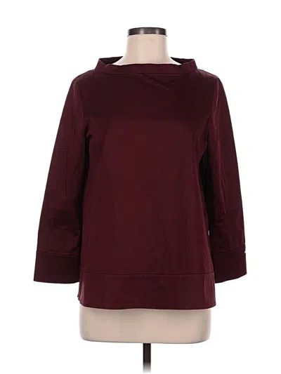 Pre-owned Cos 3/4 Sleeve Top Burgundy Solid Pattern Boatneck Tops