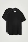 Cos 3pack Cotton Crewneck T-shirts In Black