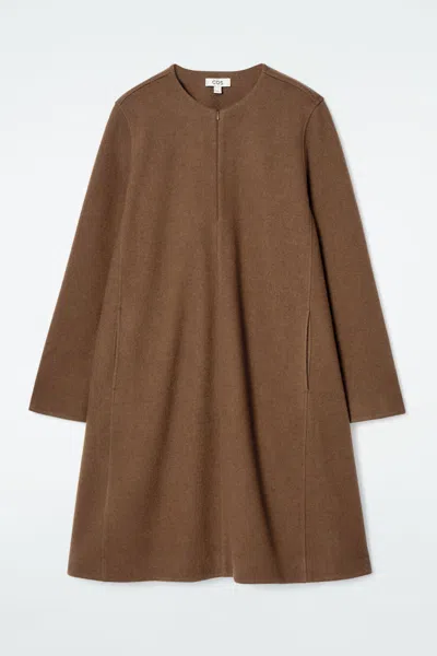 Cos A-line Boiled-wool Mini Dress In Beige
