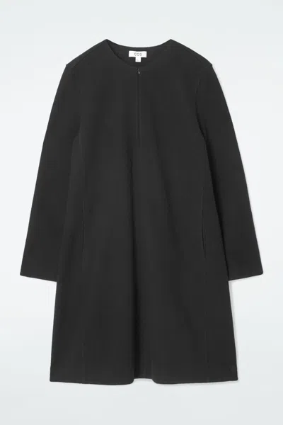 Cos A-line Boiled-wool Mini Dress In Black