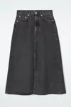 Cos A-line Denim Midi Skirt In Black