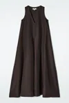 Cos A-line Linen-blend Maxi Dress In Brown
