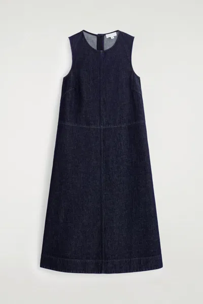 Cos Abito Midi A Trapezio In Denim In Blue