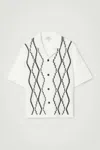 Cos Abstract Argyle Knitted Shirt In White