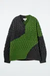 Cos Abstract Cable-knit Merino Wool Sweater In Grey
