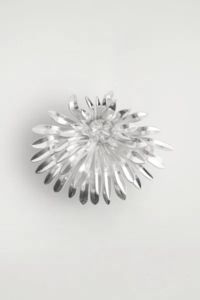 Cos Abstract Floral Brooch In Silver