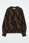 Cos Abstract Wool-jacquard Jumper In Brown