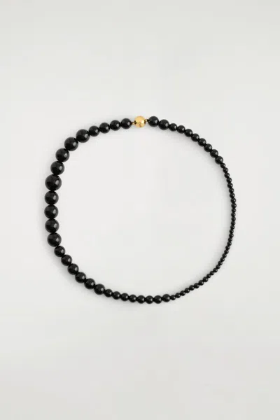 Cos Agate Beaded Necklace In Black