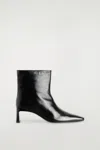 Cos Angular Leather Heeled Ankle Boots In Black