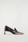 Cos Angular Leather Heeled Loafers In Marron