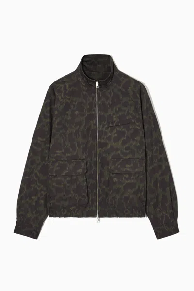 Cos Animal-print Harrington Jacket In Grey