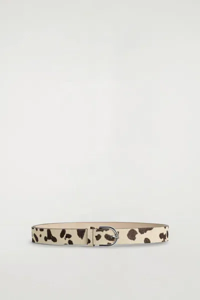 Cos Animal-print Pony Hair-effect Leather Belt In Sand