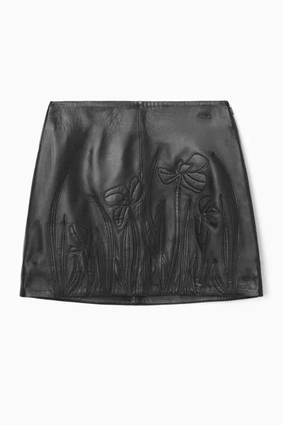 Cos Appliquéd Leather Mini Skirt In Black