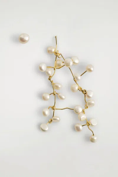 Cos Asymmetric Cascading Freshwater Pearl Earrings In Gold