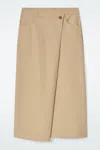Cos Asymmetric Cotton Midi Skirt In Beige