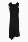 Cos Asymmetric Cowl-neck Midi Dress In Black