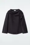 Cos Asymmetric Double-faced Wool Top In Blue