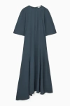 Cos Asymmetric Draped Midi Dress In Turquoise