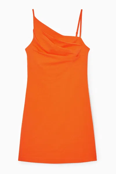 Cos Asymmetric Draped Mini Dress In Orange