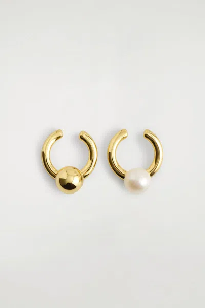 Cos Asymmetric Freshwater Pearl Ear Cuffs In Gold