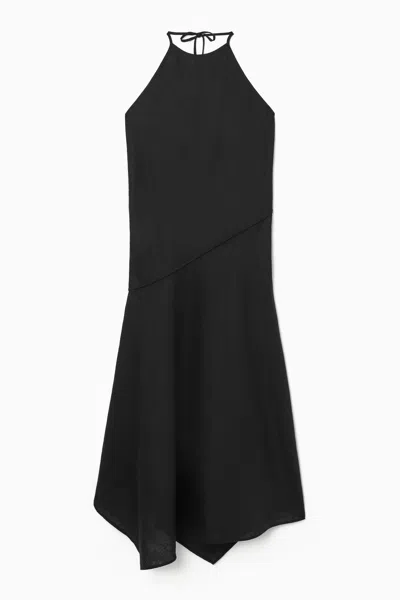 Cos Asymmetric Halterneck Dress In Black