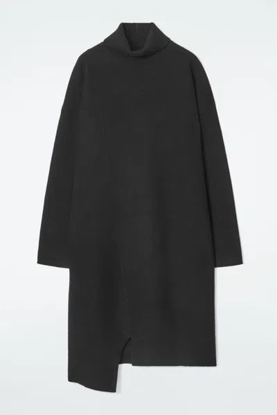 Cos Asymmetric Merino Wool Dress In Black