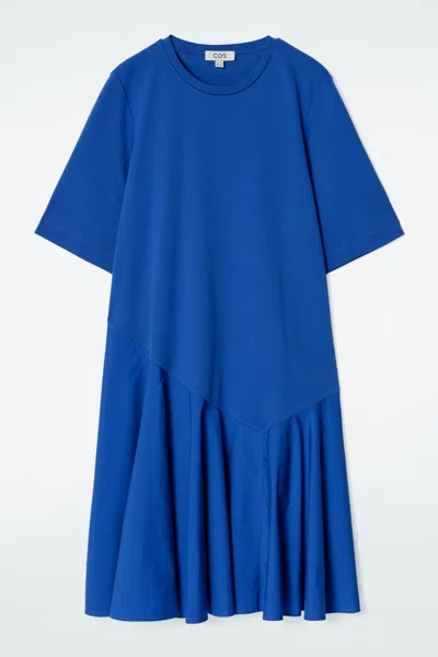 Cos Asymmetric Mini T-shirt Dress In Blue