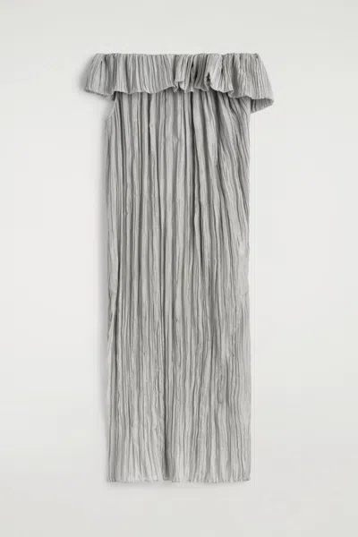 Cos Robe Plissée Asymétrique En Soie In Gray