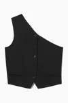 Cos Asymmetric Tailored Wool Waistcoat In Black