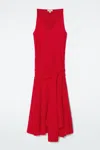 Cos Asymmetric Tie-waist Silk Dress In Red