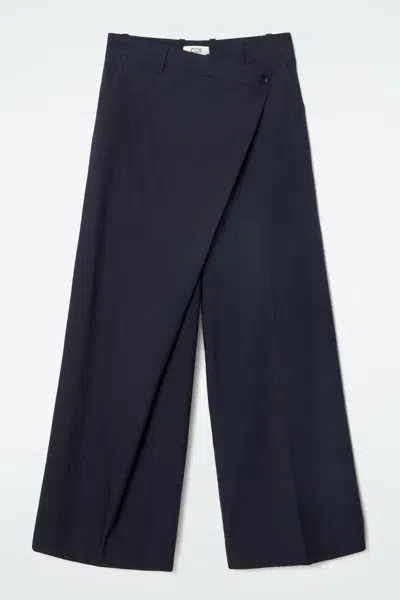 Cos Asymmetric Wrap Trousers In Blue