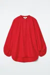 Cos Balloon-sleeve Silk Blouse In Red