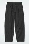 Cos Barrel-leg Cotton Trousers In Black