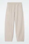 Cos Barrel-leg Cotton Trousers In Brown