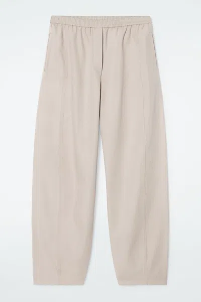 Cos Barrel-leg Cotton Trousers In Brown