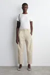 Cos Barrel-leg Cotton Trousers In Beige In Sand