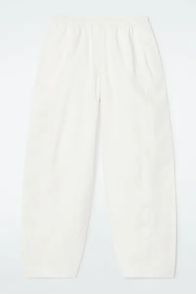 Cos Barrel-leg Cotton Trousers In White