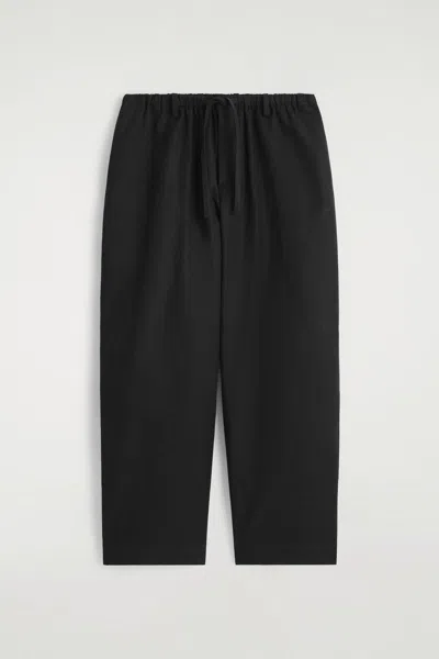 Cos Barrel-leg Drawstring Pants In Black