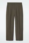 Cos Barrel-leg Wool Trousers In Green