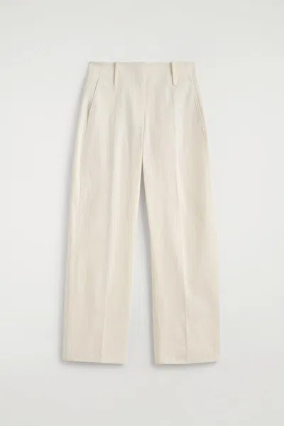 Cos Barrel-leg Pima Cotton Pants In White